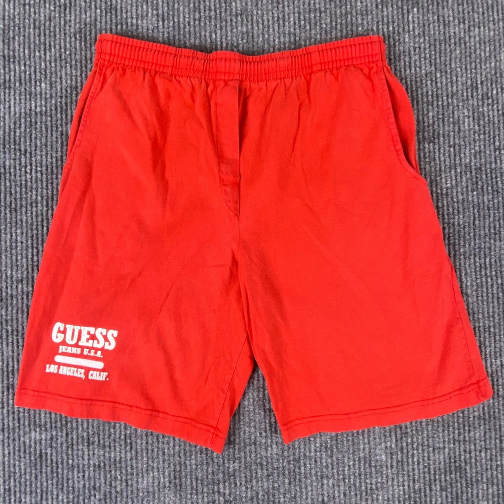 Guess Jeans USA Sweat Shorts Mens Medium Red Vintage Georges Marciano 11945